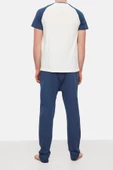 Erkek %100 Pamuk Bisiklet Yaka Kısa Kol Örme Pijama Takımı - 6