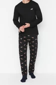Erkek Pamuklu Bisiklet Yaka Uzun Kol Regular Fit Hayvan Desenli Örme Pijama Takımı - 3