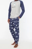 Erkek Pamuklu Bisiklet Yaka Uzun Kol Regular Fit Bisiklet Yaka Pijama Takımı - 1