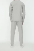 Erkek Polyester Bisiklet Yaka Uzun Kol Regular Fit Baskılı Örme Pijama Takımı - 6