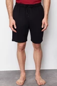 Erkek %100 Pamuk Bisiklet Yaka Kısa Kol Örme Şortlu Pijama Takımı - 6