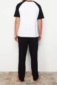 Erkek %100 Pamuk Bisiklet Yaka Kısa Kol Baskılı Reglan Kol Regular Fit Örme Şortlu Pijama Takımı - 6