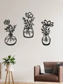 Lowenart Ev Ofis Mutfak Ve Banyo Için Ahşap Dekoratif Duvar Vazo Çiçekler Vase 35x15cm - 2