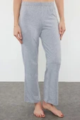 Kadın %100 Pamuk Gömlek Yaka Kısa Kol 100% Pamuk Çiçek Detaylı Örme Pijama Takımı - 4