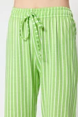 Kadın Gömlek Yaka Kısa Kol Pamuklu Çizgili Hayvan Baskılı Gömlek-Pantolon Örme Pijama Takımı - 5