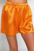 Kadın Polyester Ceket Yaka Kısa Kol Nakışlı Saten Gömlek-Şort Dokuma Pijama Takımı - 5