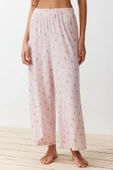 Kadın Viskon V Yaka Kısa Kol Çiçekli Örme Pijama Takımı - 5