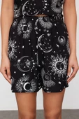 Kadın Viskon V Yaka Kısa Kol Kadın Couple Çift Galaksi Desenli Viskon Dokuma Pijama Takımı - 5