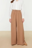 Kadın Yeni Moda Tesettür Boru Paça Regular Boy Dokuma Bol Paça Pantolon - 5