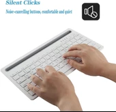 Hometech Alfa 10 TX 10.1" Uyumlu Kablosuz Bluetooth Şarj Edilebilir Tablet Telefon Standlı Klavye - Beyaz thumbnail 4