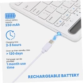 Hometech Alfa 10 TX 10.1" Uyumlu Kablosuz Bluetooth Şarj Edilebilir Tablet Telefon Standlı Klavye - Beyaz thumbnail 7