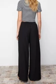 Kadın Yeni Moda Geniş Paça Regular Boy Örme Wide Leg Fitilli Esnek Örme Pantolon - 6