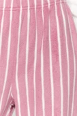 Kadın Moda Şık V Yaka Boru Paça Uzun Kol Beyaz Çizgili Polar Kışlık Örme Pijama Takımı - 5