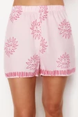 Kadın Moda Şık Gömlek Yaka Geniş Paça Kısa Kol Galaksi Desenli Viskon Dokuma Pijama Takımı - 5