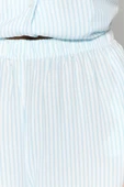 Kadın Moda Şık Gömlek Yaka Boru Paça Kısa Kol Çizgili Viskon Gömlek-Pantolon Dokuma Pijama Takımı - 4