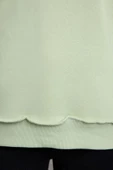 Kadın Bol Bisiklet Yaka Düşük Kol Uzun Normal Kalıp Karyoka Dikişli Kalın Polarlı Örme Sweatshirt - 4
