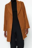 Kadın Moda Şık Bol Ceket Yaka Midi Düz Astarlı Oversize Geniş Kesim Kaşe Kaban - 2