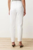 Kadın Moda Şık Kot Pantolon Dar Paça Regular Boy Denim Beyaz Yüksek Bel Mom Jeans - 6