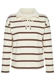 Kadın Regular Polo Yaka Standart Kol Regular Polo Yaka Bağlama Detaylı Kalın Fit Örme Sweatshirt - 1