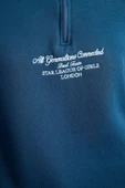 Kadın Moda Bol Fermuarlı Yaka Düşük Kol Uzun Kalın İçi Polarlı Fermuarlı Geniş Kalıp Örme Sweatshirt - 4