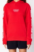 Kadın Moda Şık Oversize Kapüşonlu Standart Kol Regular Unısex Örme Sweatshirt - 1