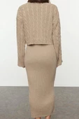 Kadın Moda Şık Regular Boy Balıkçı Yaka Regular Triko Kazak-Elbise Takım - 6