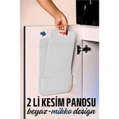 ModaCar 2 li Kesim Panosu Stantlı Yapışkanlı Kesim Tahtası BEYAZ Mikko Design - 1