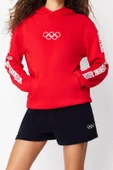 Kadın Moda Şık Oversize Kapüşonlu Standart Kol Regular Unısex Örme Sweatshirt - 3