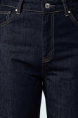 Kadın Moda Şık Kot Pantolon Boru Paça Uzun Boy Denim Yüksek Bel Mom Jeans - 4