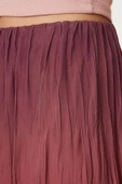 Kadın Moda Stil Maxi Astarsız Örme Kloş Degrade Geçişli Kırışık Pilise Maxi Esnek Etek - 4