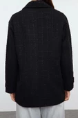 Kadın Moda Şık Regular Ceket Yaka Standart Desenli Astarlı Tüvit Detaylı Mevsimlik Midi Kaban - 4
