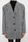 Kadın Moda Şık Bol Gömlek Yaka Standart Kazayağı Astarlı Oversize Yünlü Geniş Kesim Kazayağı Kaban - 4