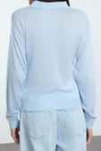 Kadın Moda Şık Polo Yaka Standart Kol Regular İnce Triko Kazak - 5