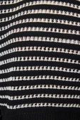Kadın Moda Şık Bisiklet Yaka Standart Kol Regular Crop Ajurlu Delikli Çizgili Triko Kazak - 3