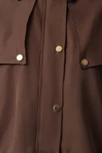 Kadın Moda Şık Oversize Gömlek Yaka Standart Düz Astarlı Omuz ve Yaka Detaylı İnce Ceket Mont - 4
