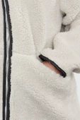 Kadın Moda Şık Regular Dik Yaka Midi Düz Astarlı Regular Suni Deri Detaylı Peluş Mont - 4