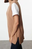 Kadın Moda Şık V Yaka Standart Kol Regular Basic Triko Süveter - 4