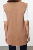 Kadın Moda Şık V Yaka Standart Kol Regular Basic Triko Süveter - 5