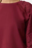 Kadın Regular Bisiklet Yaka Reglan Kol Regular Brode Dokuma Detaylı Normal Kalıp Örme Sweatshirt - 4