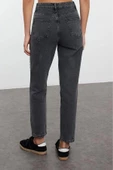 Kadın Moda Şık Kot Pantolon Geniş Paça Uzun Boy Denim Yüksek Bel Mom Jeans - 5