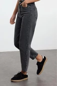 Kadın Moda Şık Kot Pantolon Geniş Paça Uzun Boy Denim Yüksek Bel Mom Jeans - 3