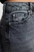 Kadın Moda Şık Kot Pantolon Dar Paça Regular Boy Denim Antrasit Yüksek Bel Mom Jeans - 4
