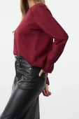 Kadın Regular Bisiklet Yaka Reglan Kol Regular Brode Dokuma Detaylı Normal Kalıp Örme Sweatshirt - 3