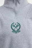 Kadın Fermuarlı Yaka Düşük Kol Standart Nakışlı Kalıp Kalın Polarlı Fermuarlı Yaka Örme Sweatshirt - 4