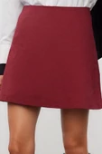 Kadın Moda Stil Mini Astarsız Dokuma Yüksek Bel A-Line Mini Dokuma Etek - 2