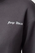 Kadın Bisiklet Yaka Düşük Kol Normal Kalıp Ön ve Sırt Baskılı Kalın Polarlı Örme Sweatshirt - 4