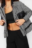 Kadın Moda Şık Bol Dik Yaka Standart Kazayağı Astarlı Oversize Kazayağı Tüvit İnce Mont - 4