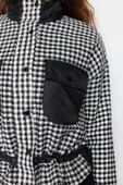 Kadın Moda Şık Bol Dik Yaka Standart Kazayağı Astarlı Oversize Kazayağı Tüvit İnce Mont - 5