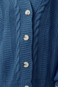 Kadın Moda Şık Regular V Yaka Oversize Geniş Kalıp Triko Hırka - 4