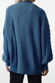 Kadın Moda Şık Regular V Yaka Oversize Geniş Kalıp Triko Hırka - 5
